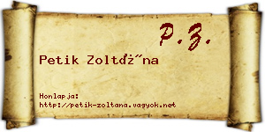 Petik Zoltána névjegykártya